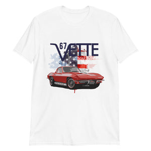 1967 Red Corvette C2 American Classic car Art 67 Vette Short-Sleeve T-Shirt