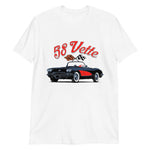 1958 Corvette C1 Antique Classic Car T-Shirt in white, front view