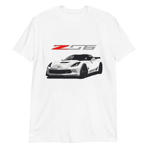 White Corvette Z06 C7 Vette Owner Gift Custom Car Club Show T-Shirt