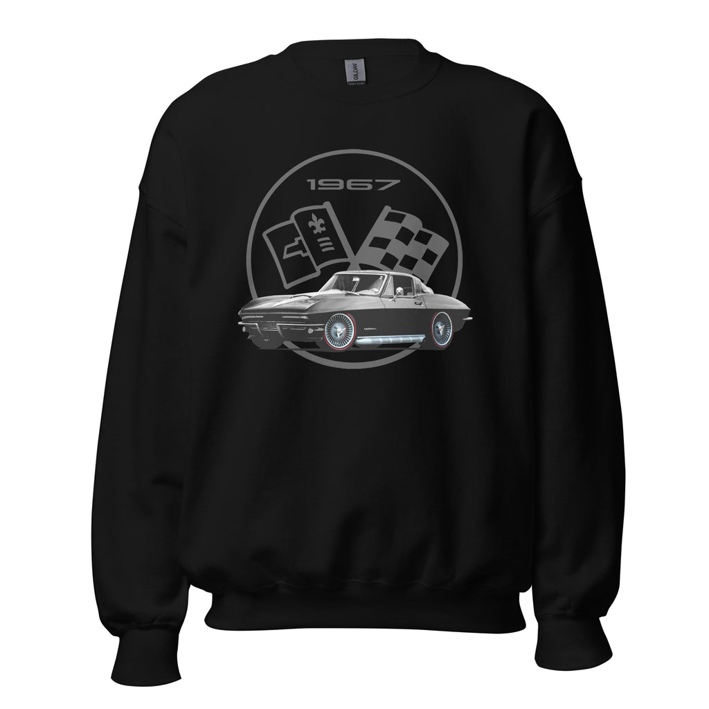 1967 Black Corvette C2 Antique Collector Car Vette Owner Gift Unisex Sweatshirt