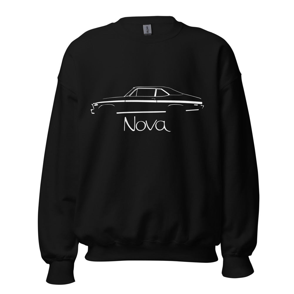 1972 Chevy Nova Black Silhouette American Muscle Car Owner Gift Sweatshirt