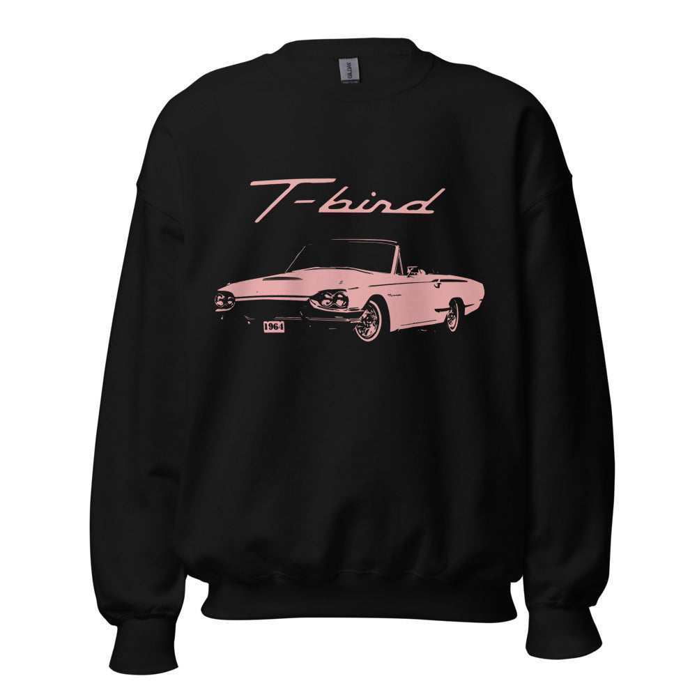 1964 Thunderbird T-bird Classic Car Pink Piggy Custom Collector Cars Art American Automotive Nostalgia Sweatshirt