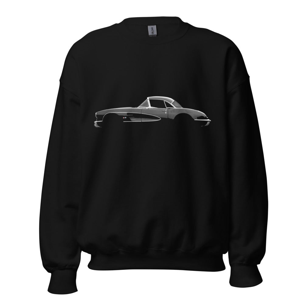 1959 Corvette Convertible C1 Black Antique Classic Collector Car Sweatshirt