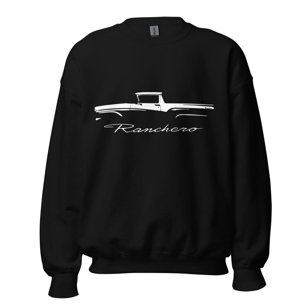 1957 Ranchero Silhouette Outline Art Classic Car Club Custom Sweatshirt