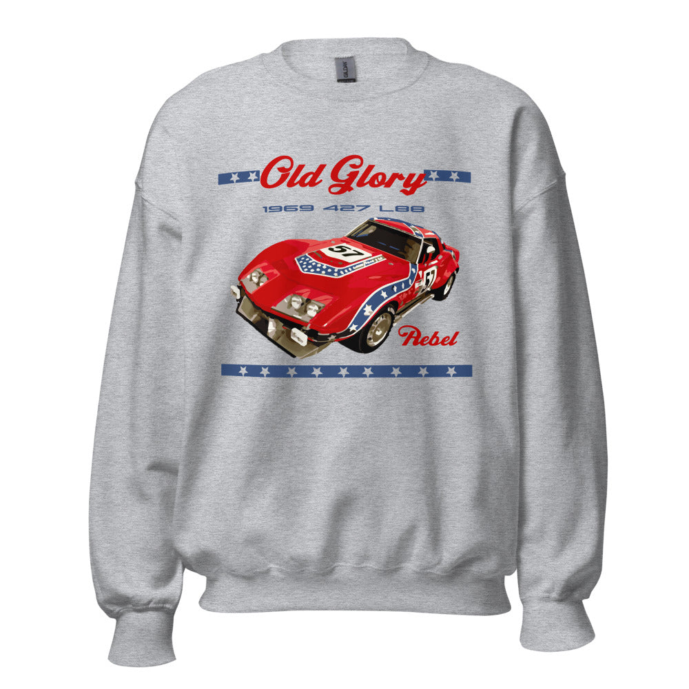 Old Glory 1969 427 L88 Rebel Corvette C3 Race Car Unisex Sweatshirt