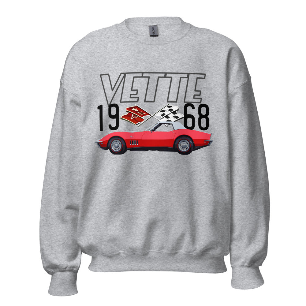 1968 Red Corvette C3 Convertible Classic Car Custom Gift for Vette Driver Sweatshirt