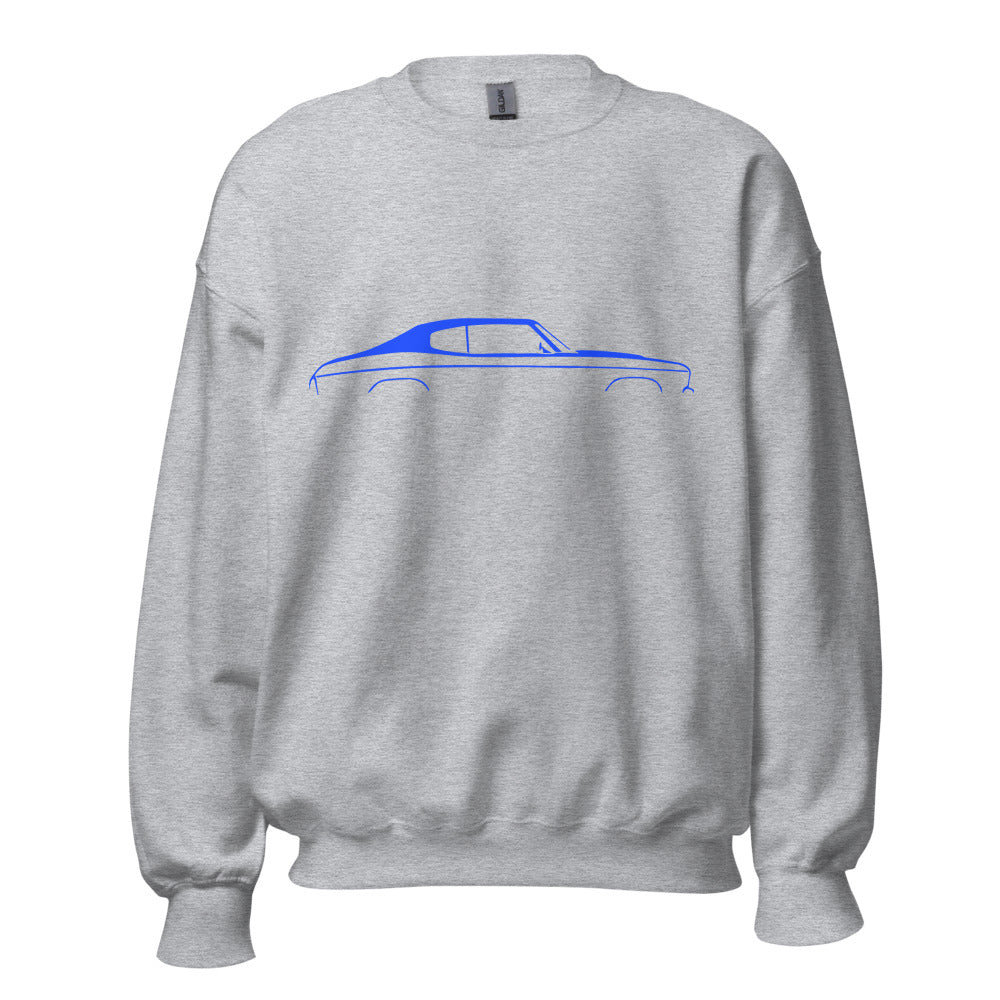 1970 Chevelle Silhouette Collector Car Owner Gift Chevy Muscle Cars Blue Lines Custom Sweatshirt