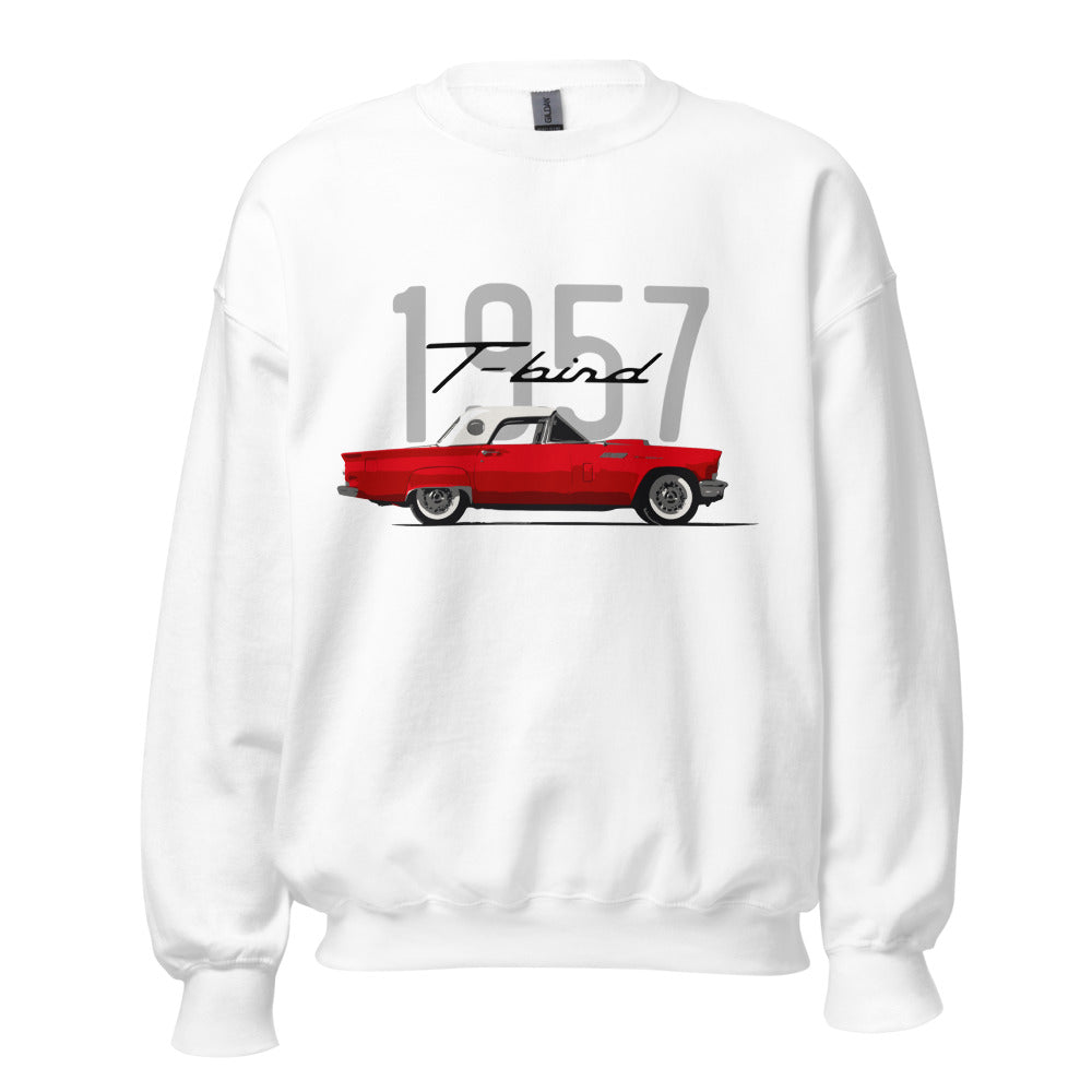 1957 Thunderbird Flame Red T-Bird Hardtop Antique Classic Car American Automotive Nostalgia Sweatshirt