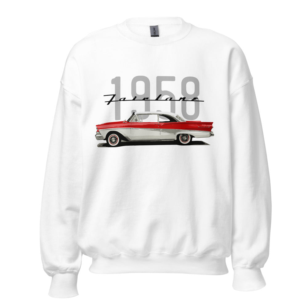 1958 Fairlane 500 Red and White Classic Car Custom Sweatshirt