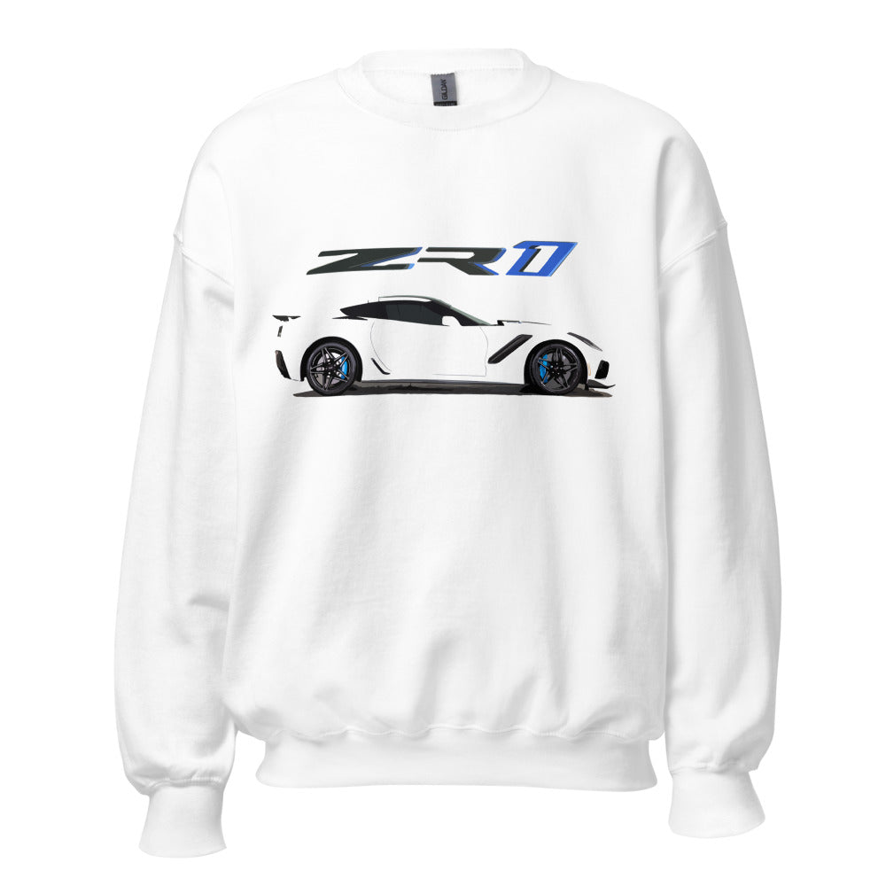 White Corvette ZR1 2019 C7 Vette Owner Custom Gift Car Show Sweatshirt