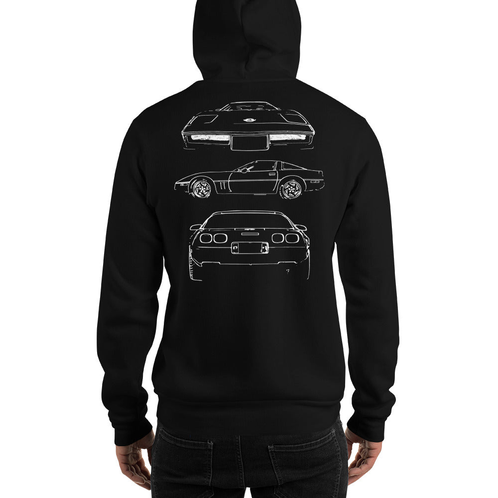 Corvette C4 Owner Gift Custom Outline Art Unisex Hoodie