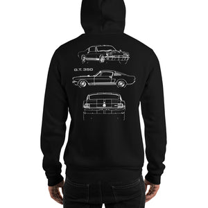 1965 Mustang Shelby GT350 Collector Car Gift Sketch Art Unisex Hoodie