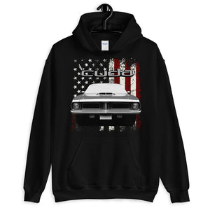 1972 Cuda Muscle Car American Flag Patriotic Unisex Hoodie