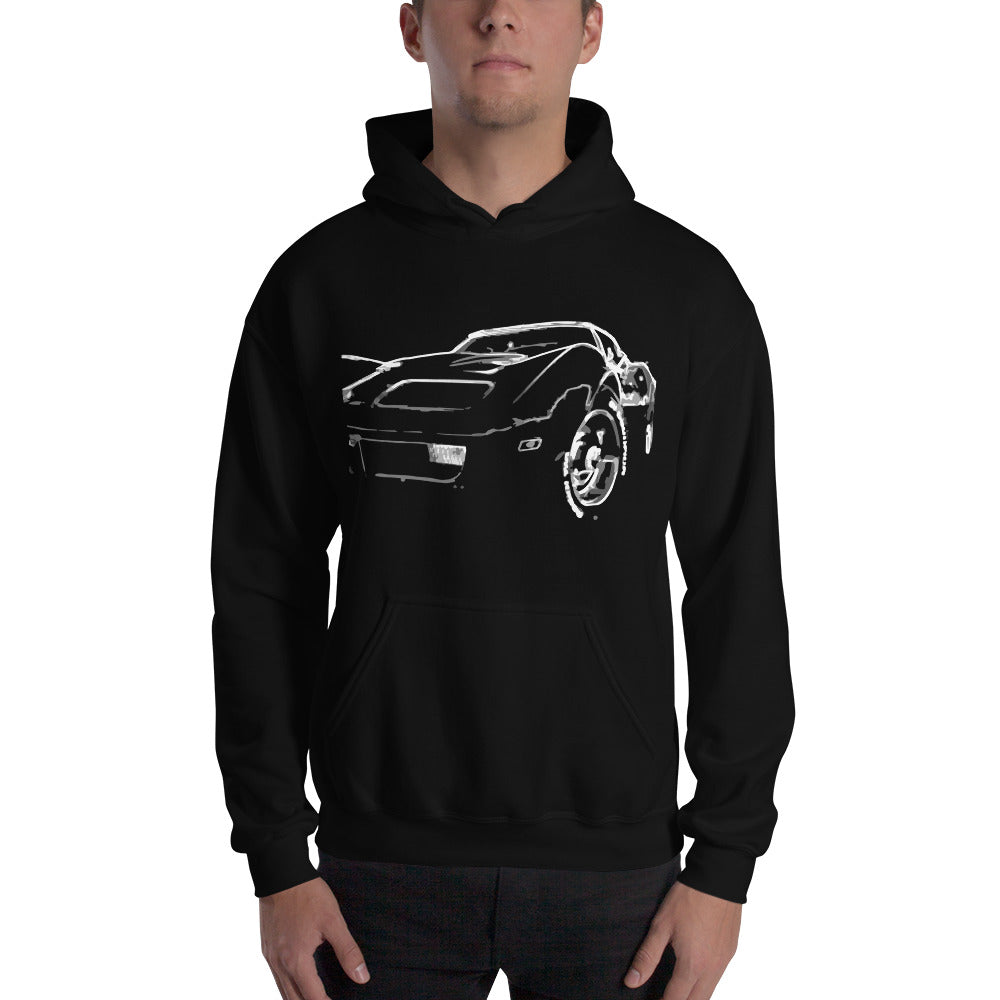 Corvette C3 Sketch Line Art Custom Muscle Car Owner Gift Unisex Hoodie