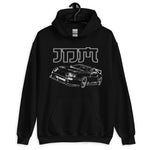 1990s JDM Supra Tuner Car Line Art Drift Racing Unisex Hoodie
