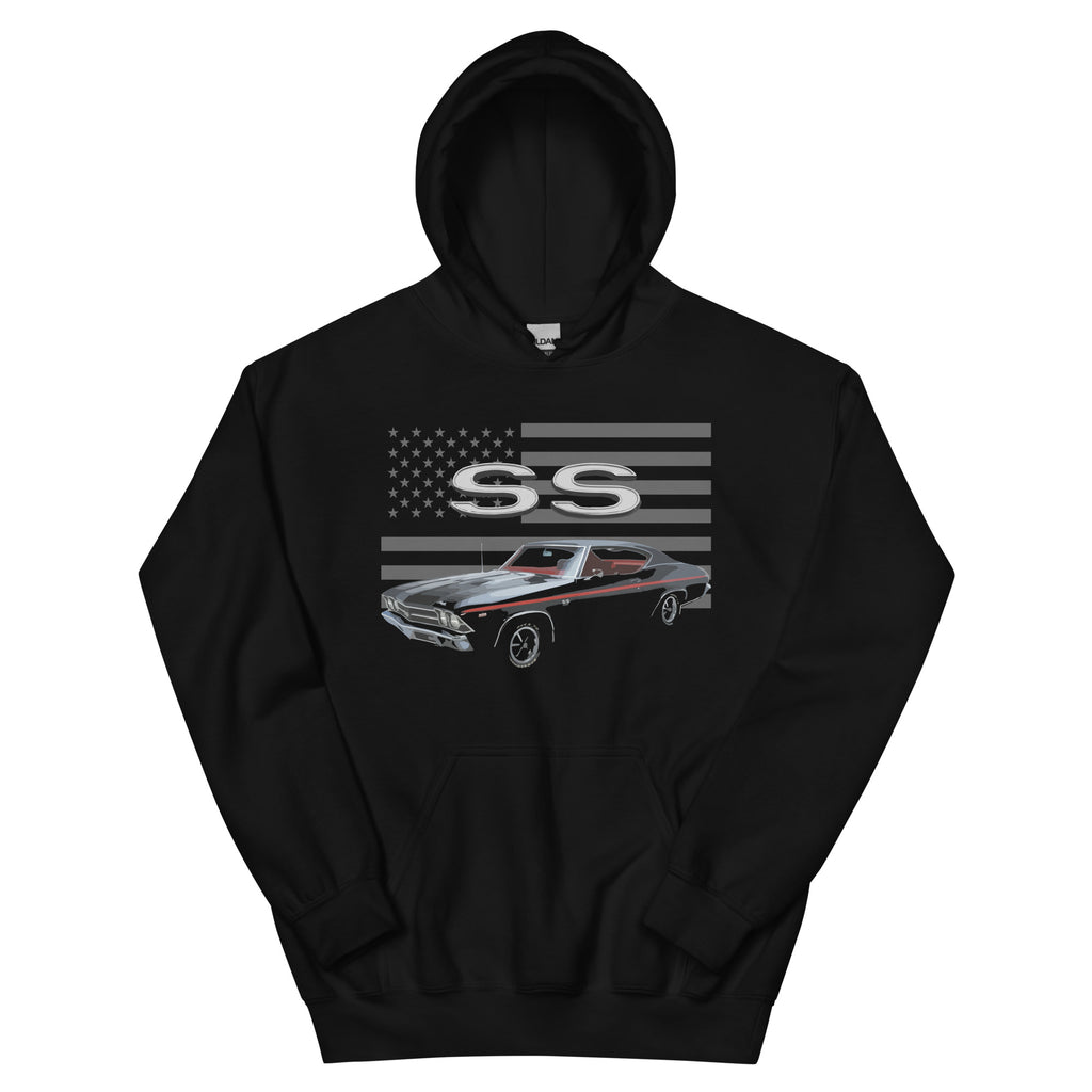 Black Chevy Chevelle SS Classic Muscle Car Owner Gift Unisex Hoodie