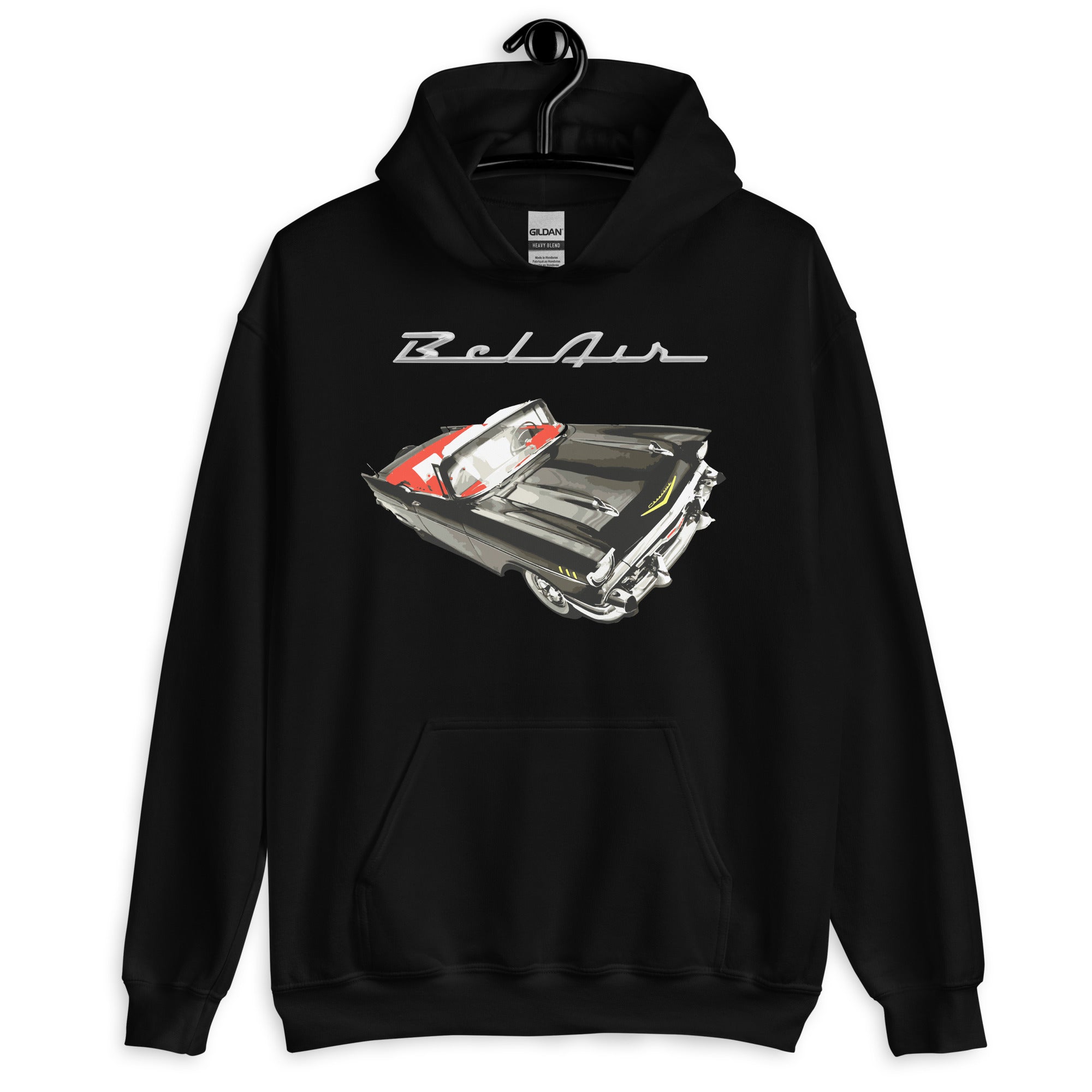 1957 Black 57 Chevy Bel Air Convertible Antique Car Unisex Hoodie