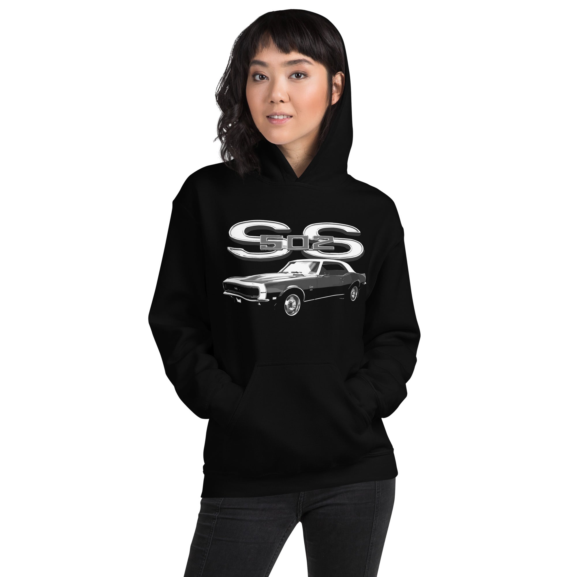 1968 Black Camaro SS 502 Muscle Car Owner Gift Unisex Hoodie