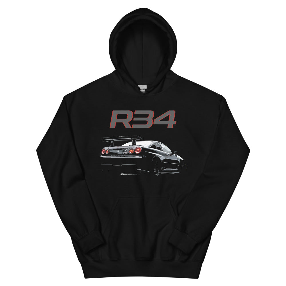 Black GT-R R34 Skyline GTR JDM Tuner Drift Street Racing Unisex Hoodie