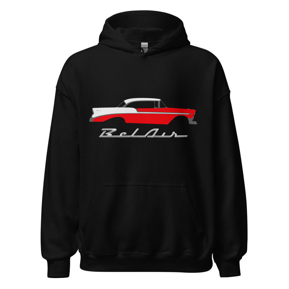 1956 Chevy Bel Air Red Antique Car Collector Cars 56 Belair Hoodie