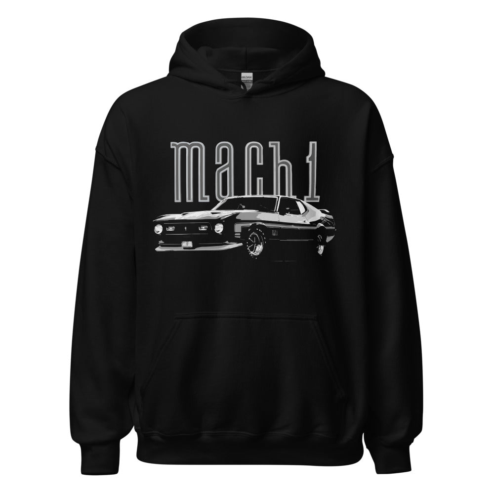 1971 Mustang Mach 1 Fastback 429 Super Cobra Jet Black Muscle Car Classic Cars Driver Hoodie