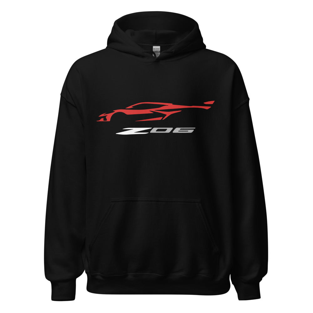 2023 Corvette Z06 C8 Torch Red Vette Silhouette Custom Hoodie