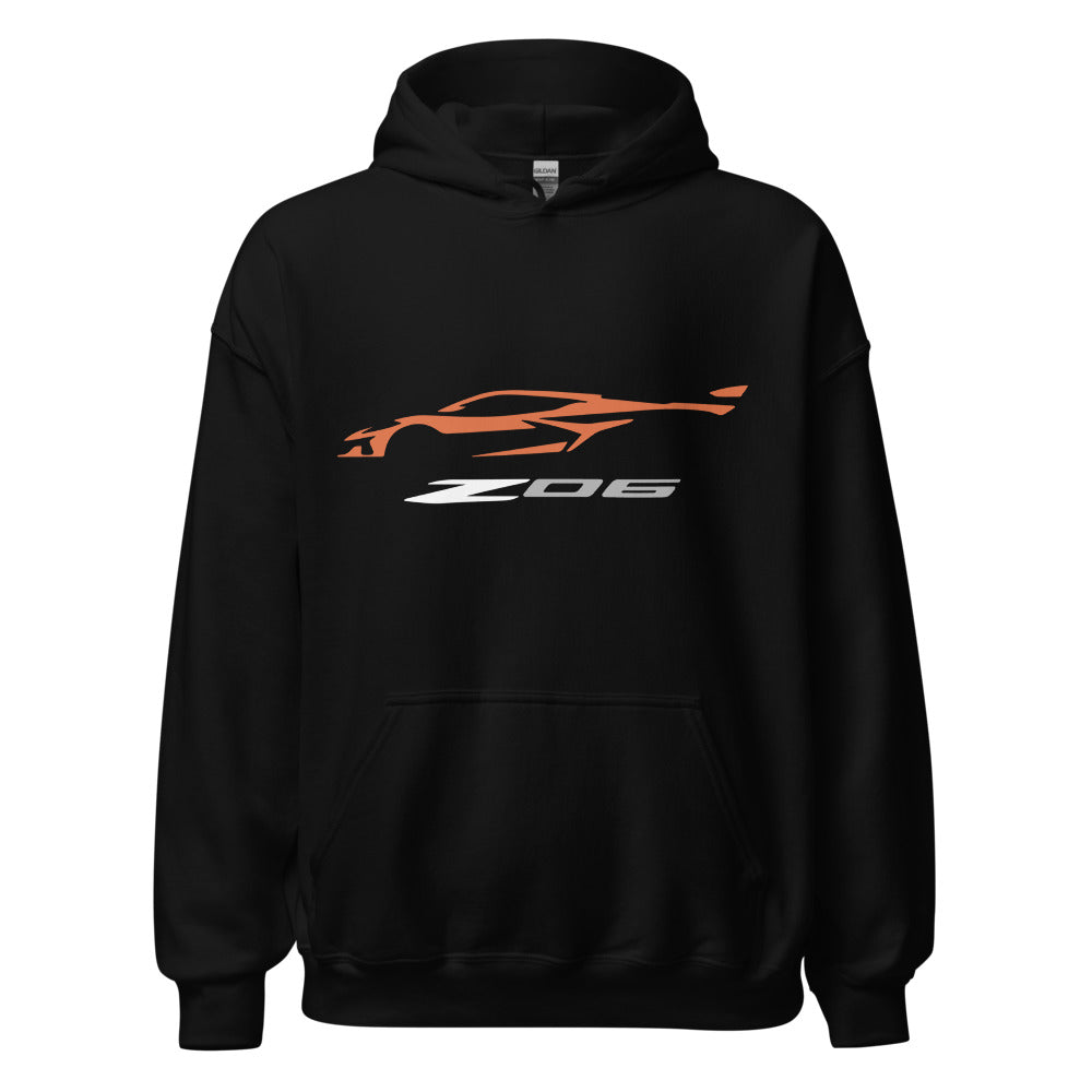 2023 Corvette Z06 C8 Amplify Orange Vette Silhouette Custom Hoodie