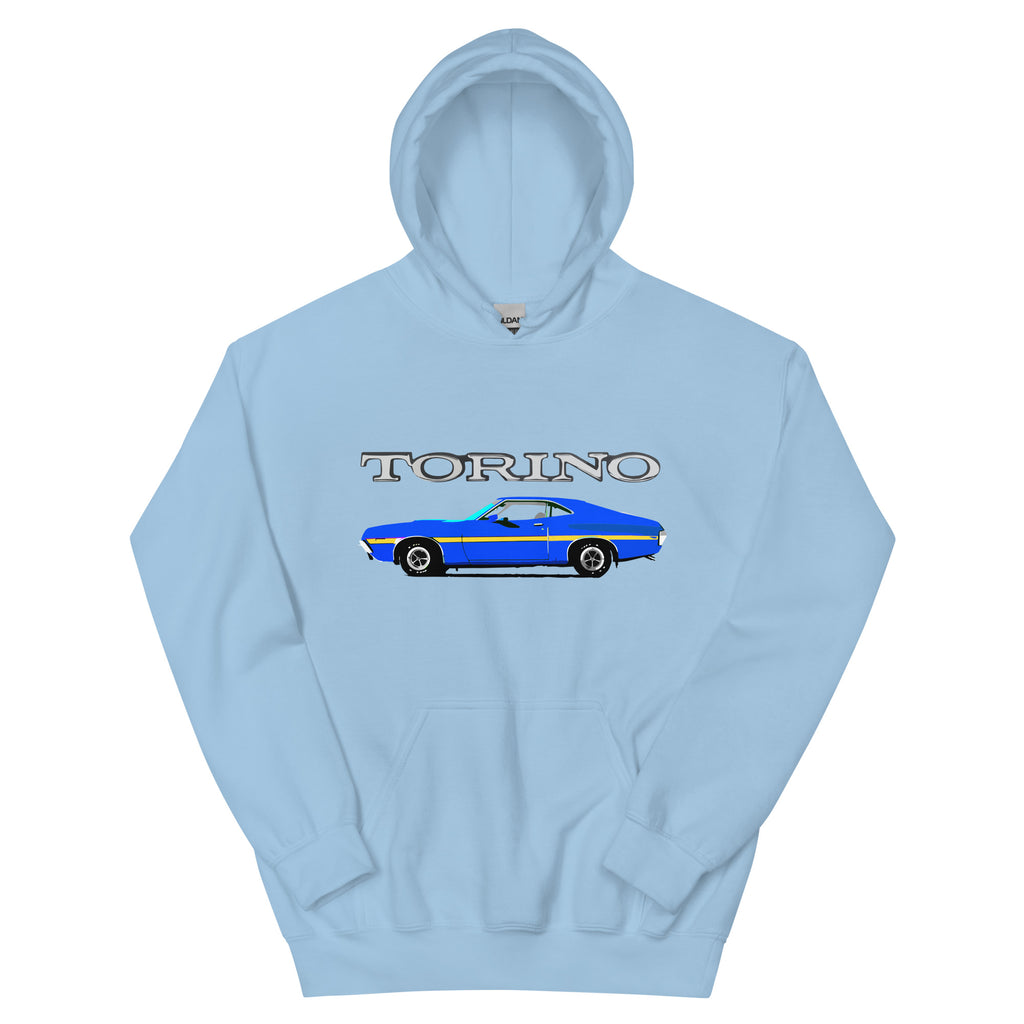 1972 Blue Ford Gran Torino Sport Muscle Car Owner Gift Unisex Hoodie