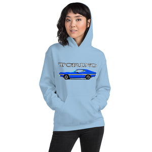 1972 Blue Ford Gran Torino Sport Muscle Car Owner Gift Unisex Hoodie