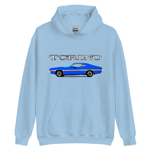 1972 Blue Ford Gran Torino Sport Muscle Car Owner Gift Unisex Hoodie