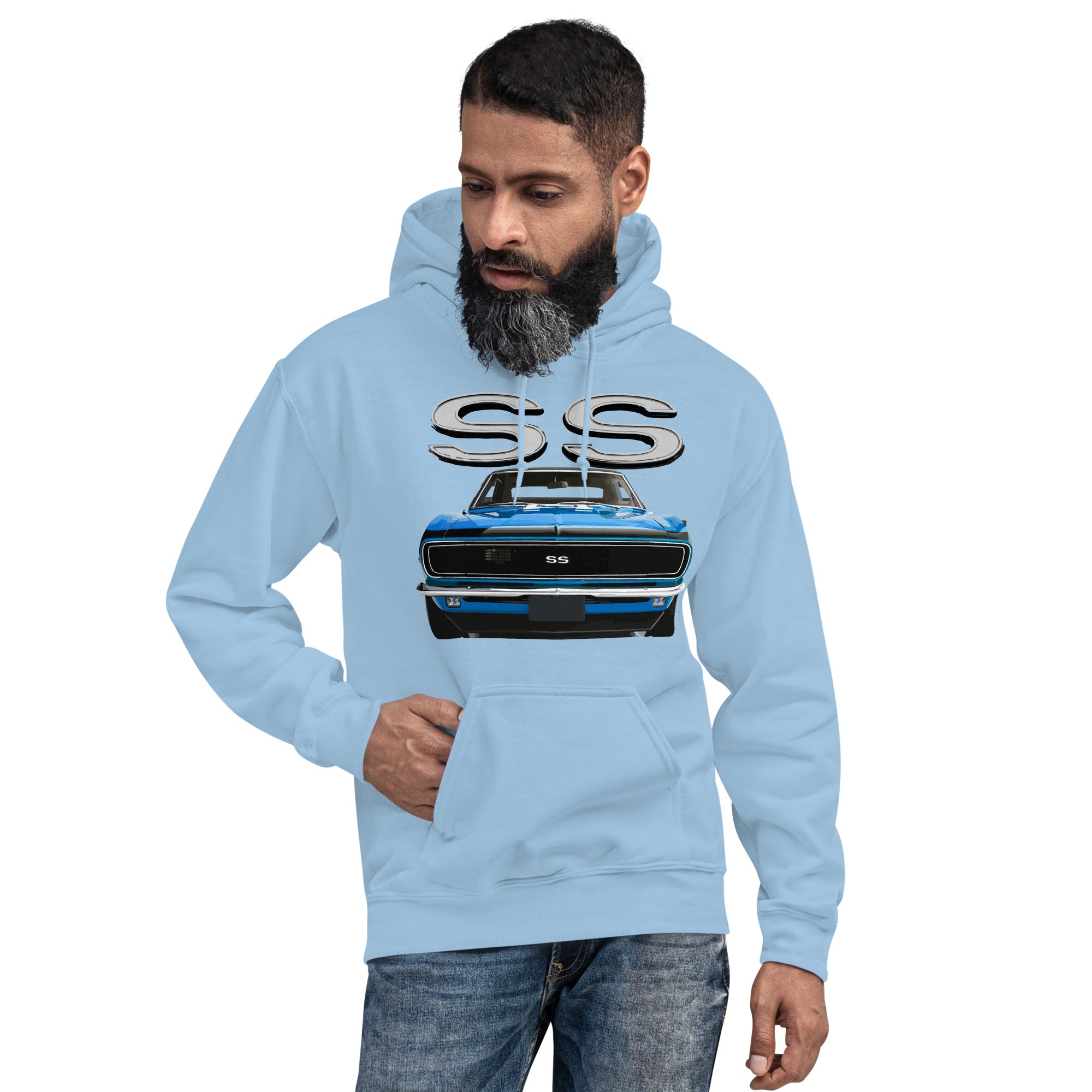 1968 Blue Camaro SS Muscle Car Owners Gift Unisex Hoodie