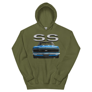 1968 Blue Camaro SS Muscle Car Owners Gift Unisex Hoodie