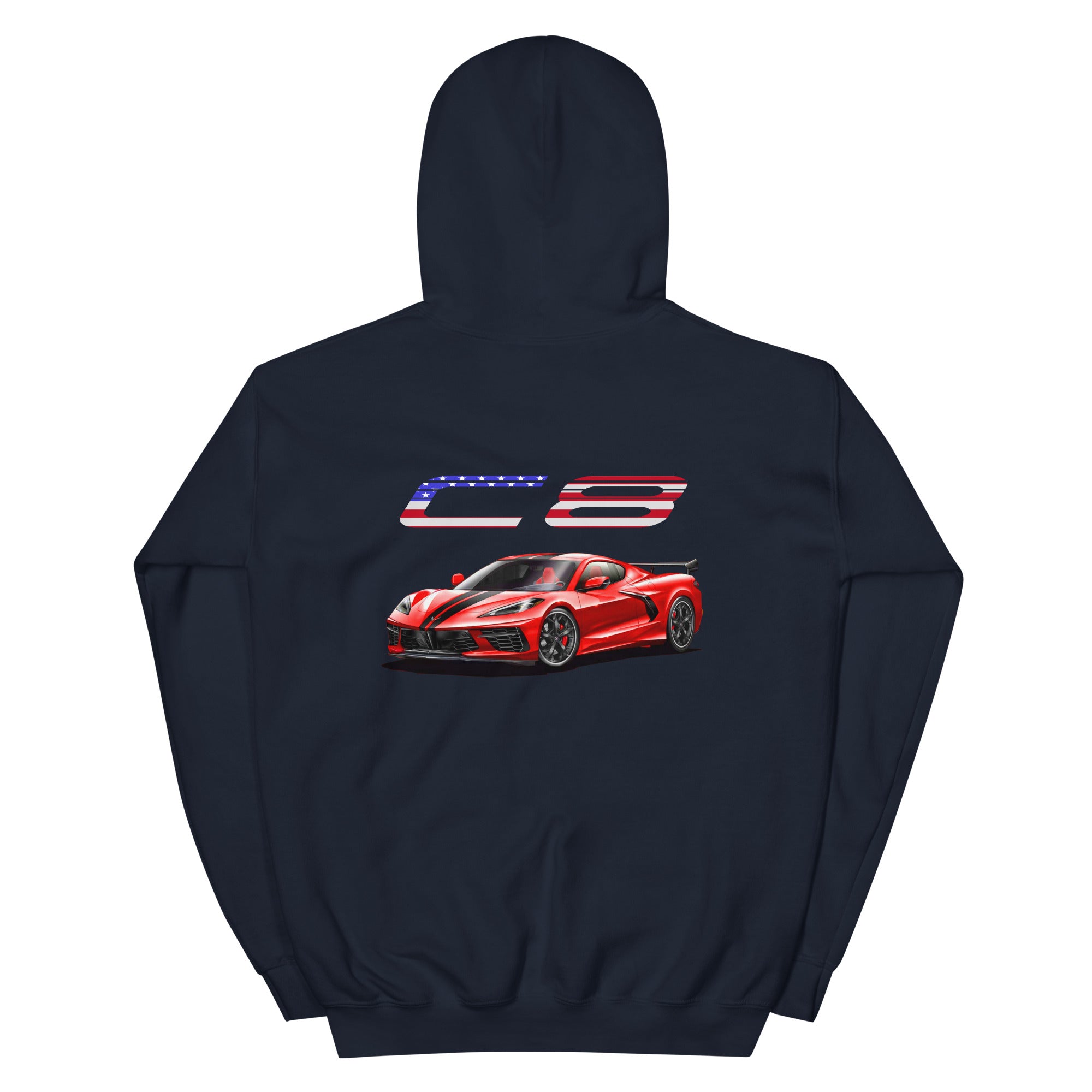 USA Red Mid Engine C8 Corvette Owner Gift Unisex Hoodie