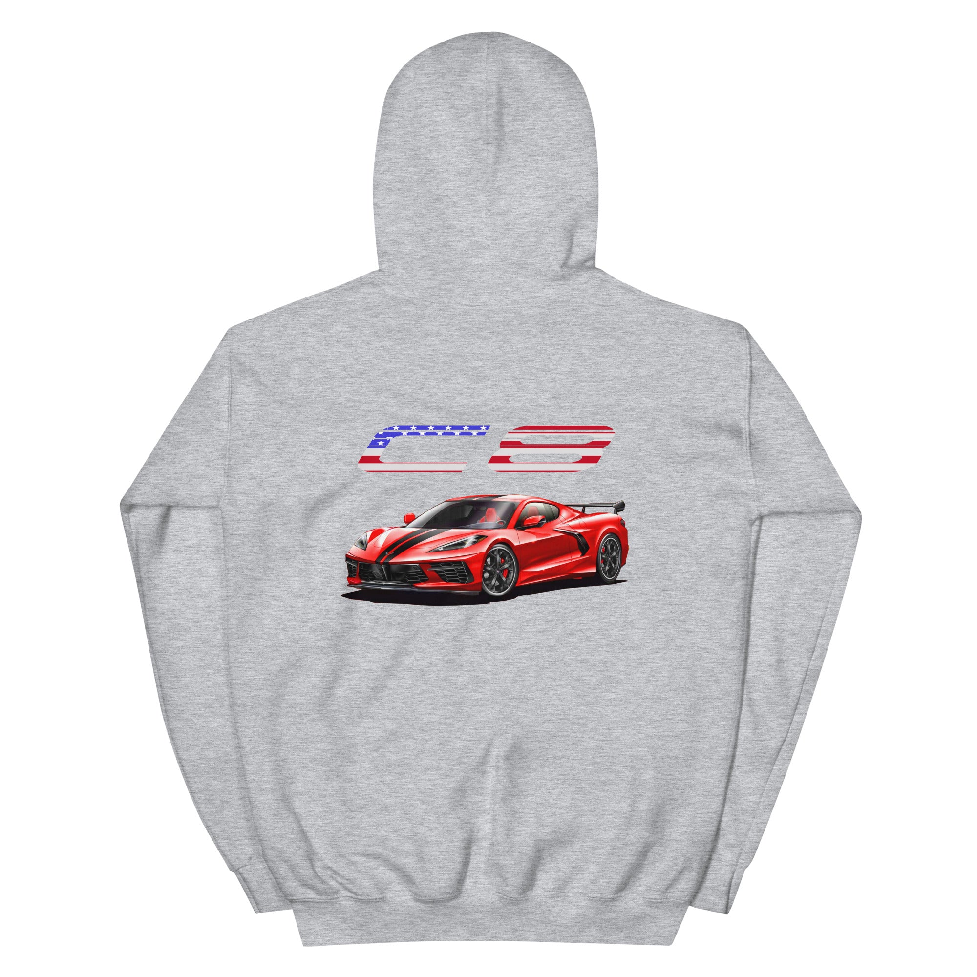 USA Red Mid Engine C8 Corvette Owner Gift Unisex Hoodie