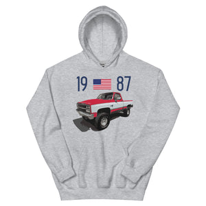 1987 Chevy K10 Silverado Square Body Pickup Truck Owner Gift Unisex Hoodie