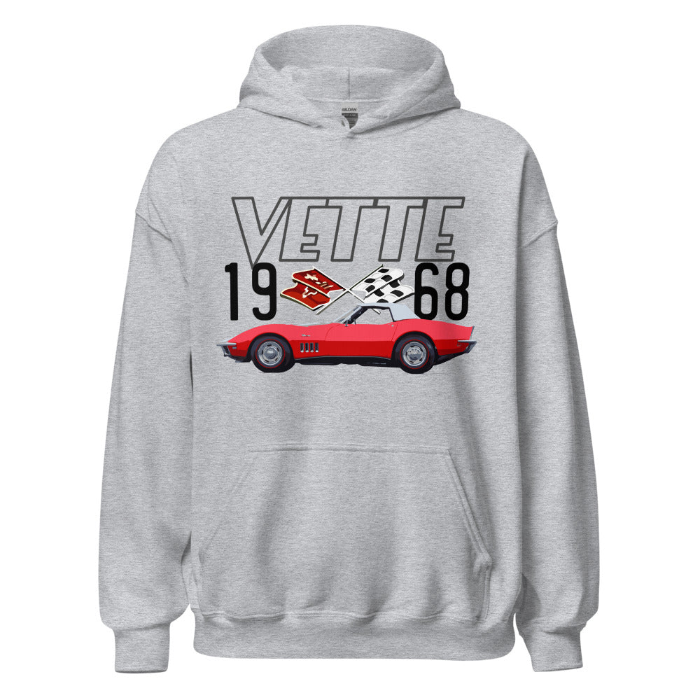 1968 Red Corvette C3 Convertible Classic Car Custom Gift for Vette Driver Hoodie