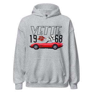 1968 Red Corvette C3 Convertible Classic Car Custom Gift for Vette Driver Hoodie