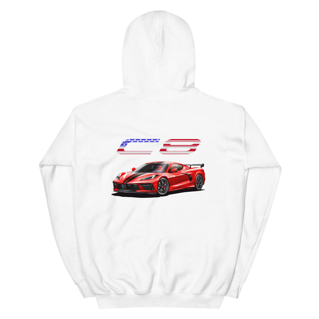 USA Red Mid Engine C8 Corvette Owner Gift Unisex Hoodie