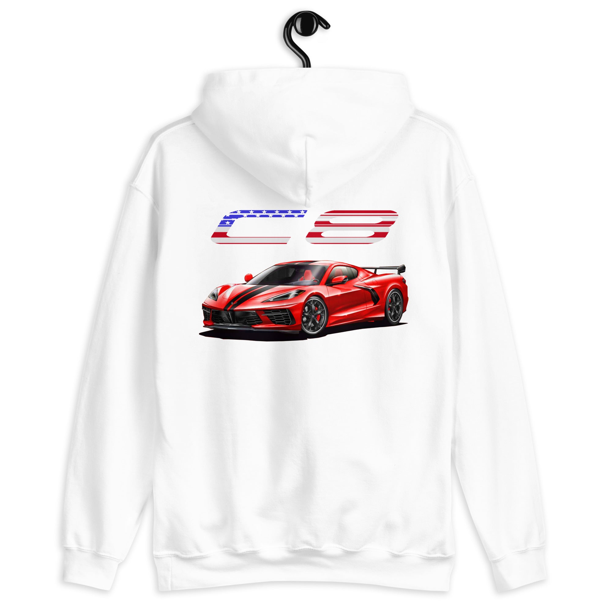 USA Red Mid Engine C8 Corvette Owner Gift Unisex Hoodie