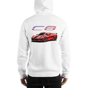 USA Red Mid Engine C8 Corvette Owner Gift Unisex Hoodie