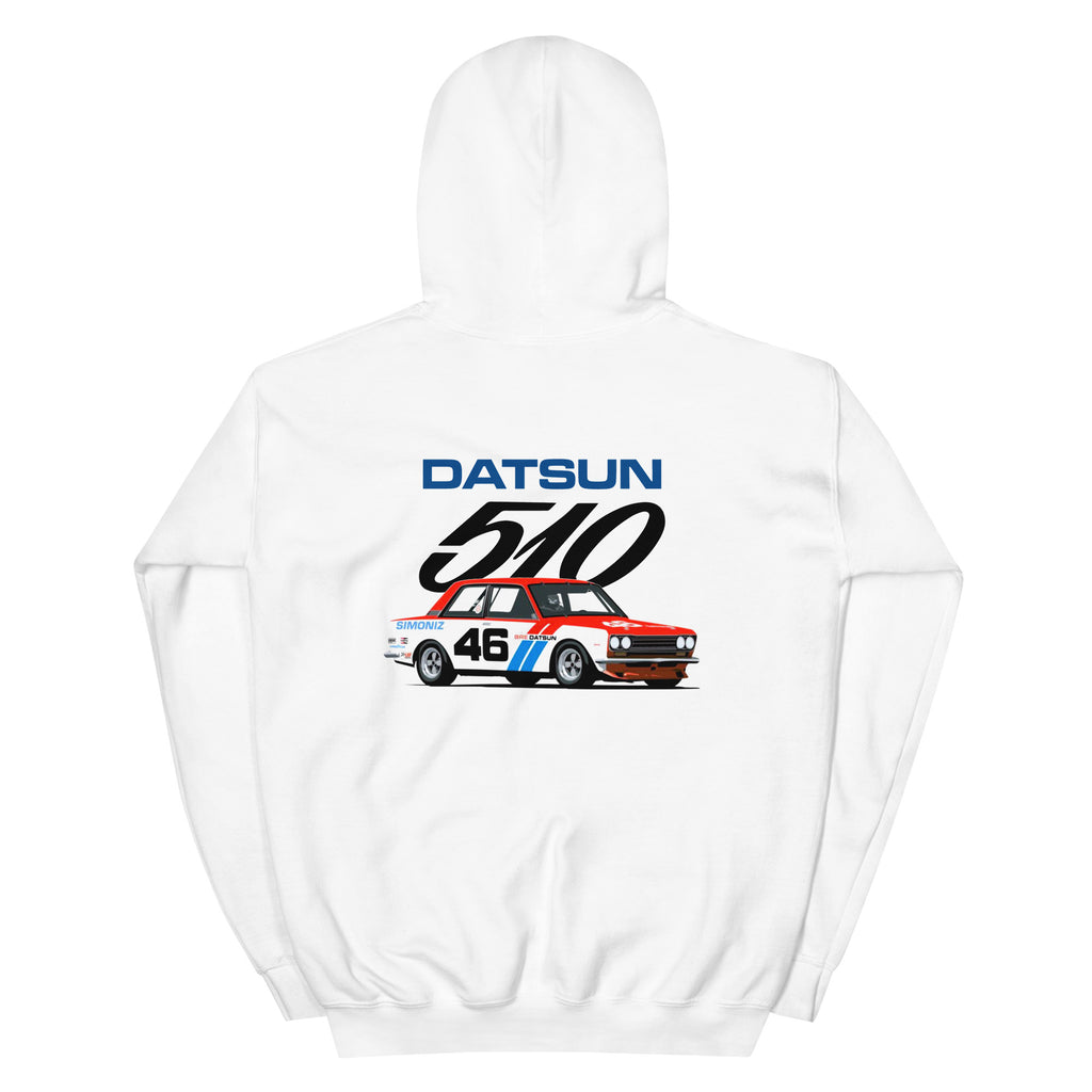 Datsun 510 Vintage Racing #46 Racecar Unisex Hoodie