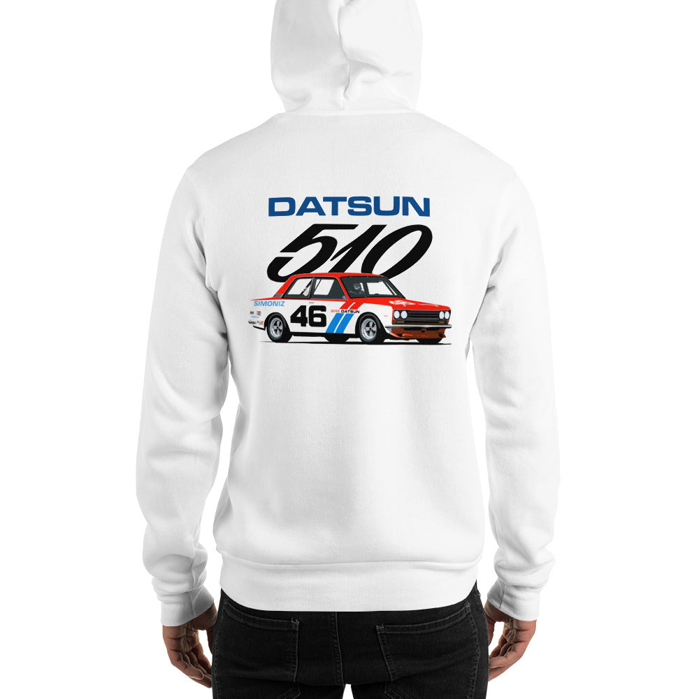 Datsun 510 Vintage Racing #46 Racecar Unisex Hoodie