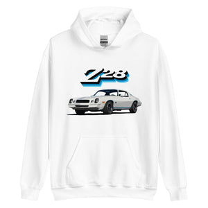 1978 White Chevy Camaro Z28 Z/28 Collector Car Gift Unisex Hoodie