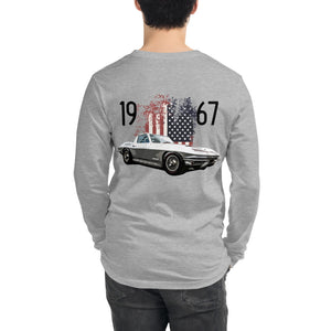 1967 Silver Corvette C2 American Muscle Car Unisex Long Sleeve Tee