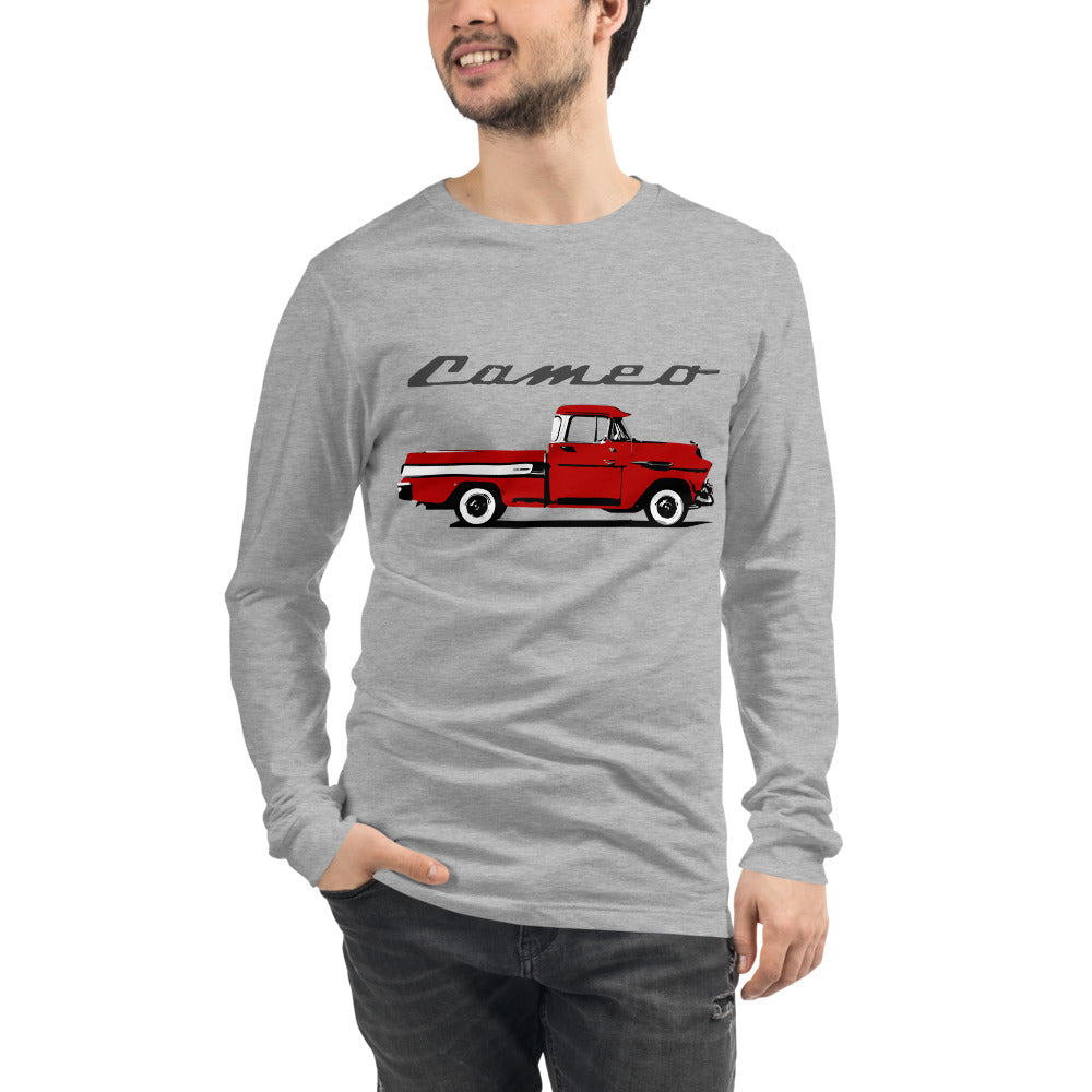 1957 Chevy Cameo Pickup Truck Antique Collector Custom Art Unisex Long Sleeve Tee