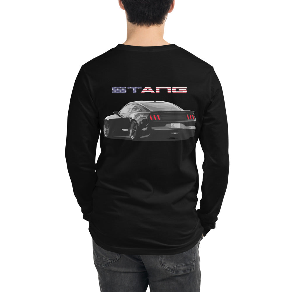 Blacked Out Ford Mustang Stars and Bars Unisex Long Sleeve Tee