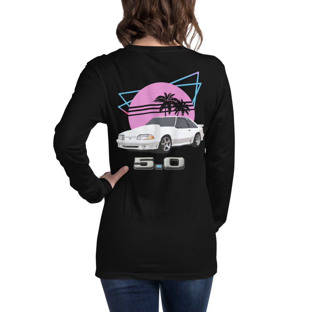 Mustang 5.0 Fox Miami Nights Retro Unisex Long Sleeve Tee