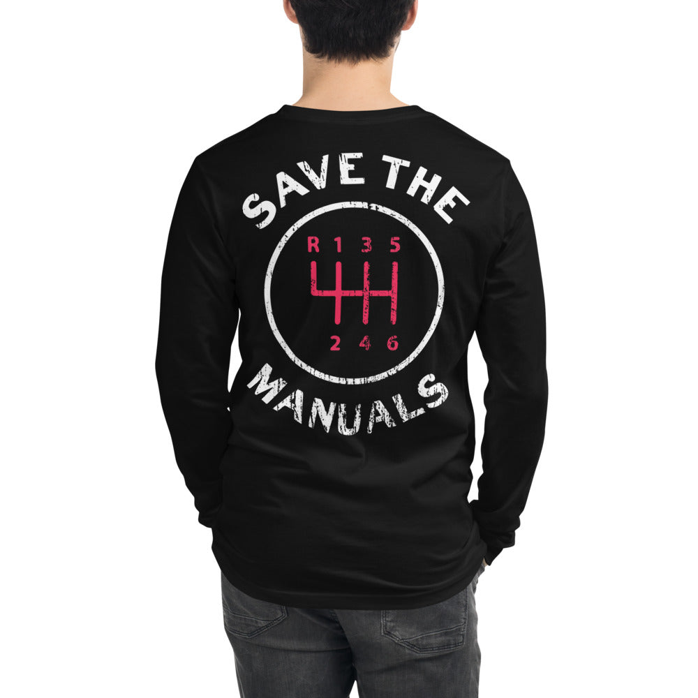 Save the Manuals Manual Transmission Gear Heads Auto Mechanics Long Sleeve Tee