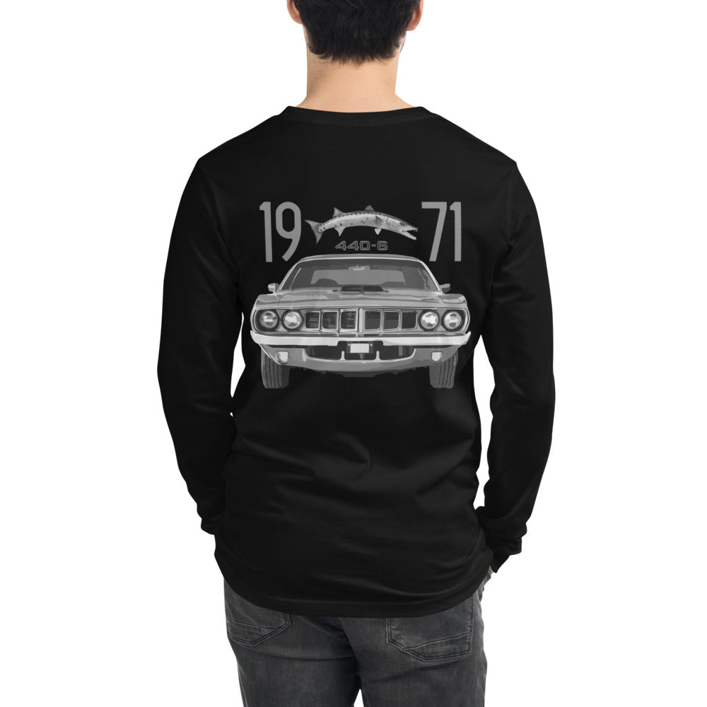 1971 Barracuda Cuda American Muscle Car Classic Cars Unisex Long Sleeve Tee