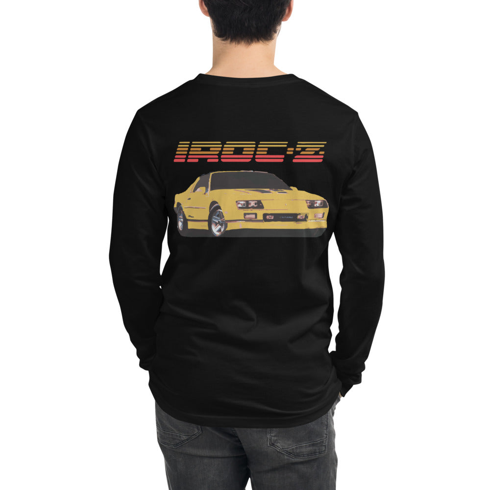 Yellow Chevy Camaro IROC-Z 3rd Gen Car Unisex Long Sleeve Tee